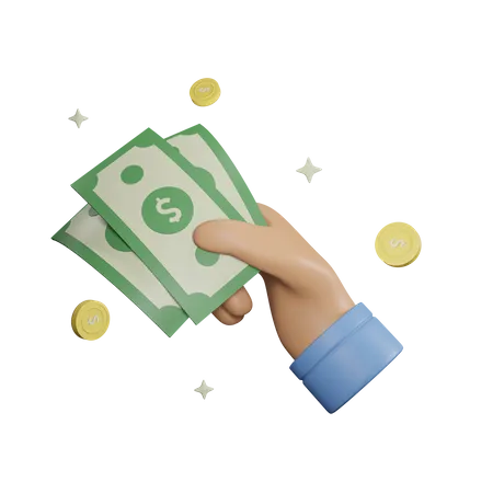 Cash Holding Hand  3D Icon