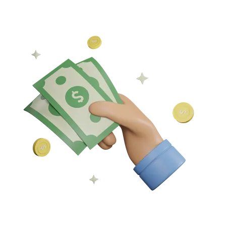 Cash Holding Hand 3D Icon