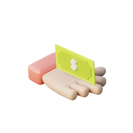 Cash In hand  3D Illustration