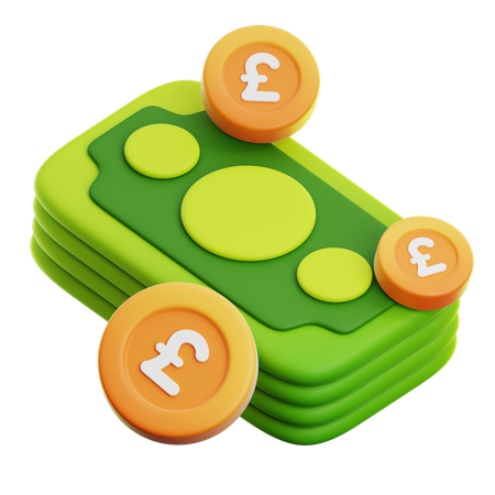 CASH MONEY AND POUND COIN  3D Icon