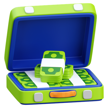 Cash money briefcase  3D Icon