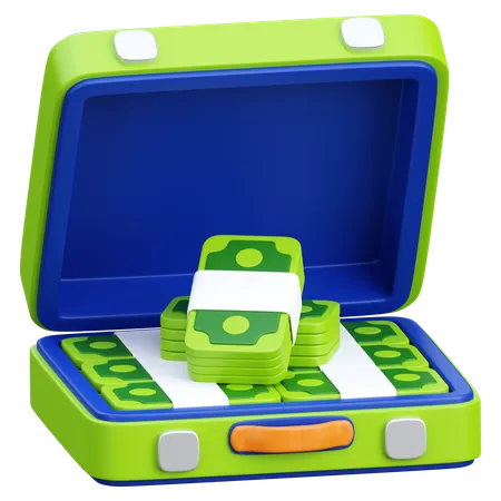 Cash money briefcase  3D Icon