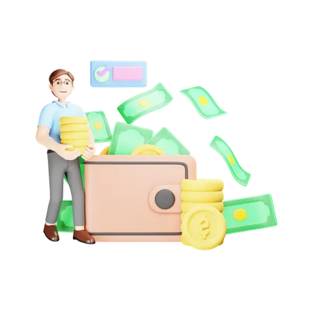 Cash Payment  3D Illustration