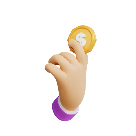 3 D Hand Gesture With Dollar Coins Illustration 3D Icon