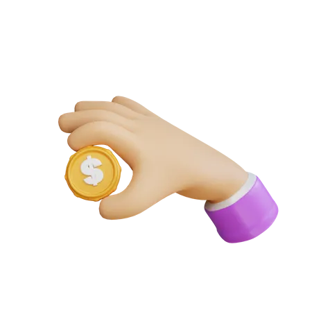3 D Hand Gesture With Dollar Coins Illustration 3D Icon