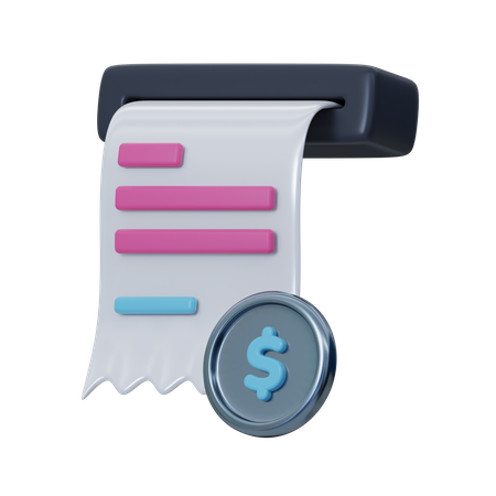 Cash Payment Receipt  3D Icon