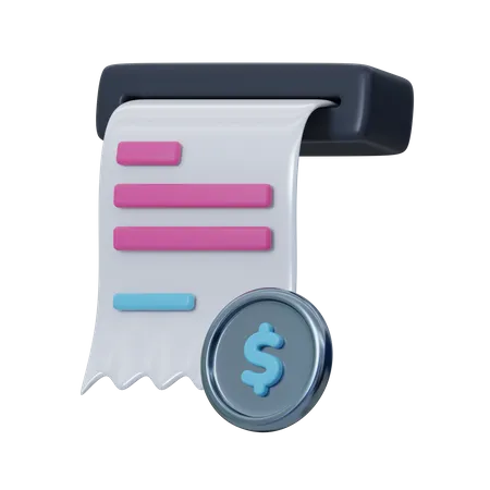Cash Payment Receipt  3D Icon