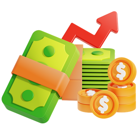 現金と利益の成長  3D Icon