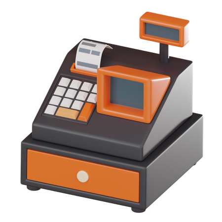 Cash Register And Invoice Machine  3D Icon