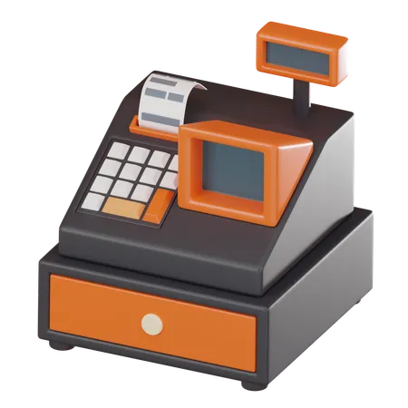Cash Register And Invoice Machine Ideal For Projects Seeking Modern Financial Concepts And Online Shopping Visuals 3 D Render Illustration 3D Icon