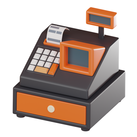 Cash Register And Invoice Machine  3D Icon