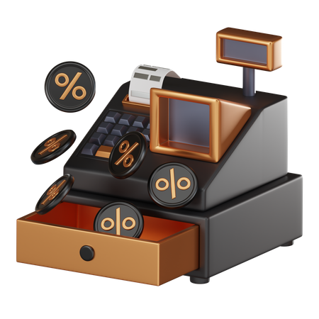 Cash Register And Invoice Machine  3D Icon