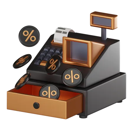 Cash Register And Invoice Machine  3D Icon