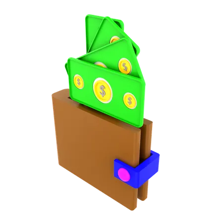 現金財布  3D Icon