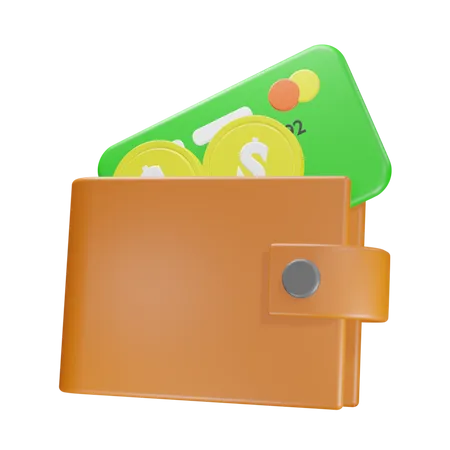 3 D Icon Wallet With Coin Credit Card 3D Icon