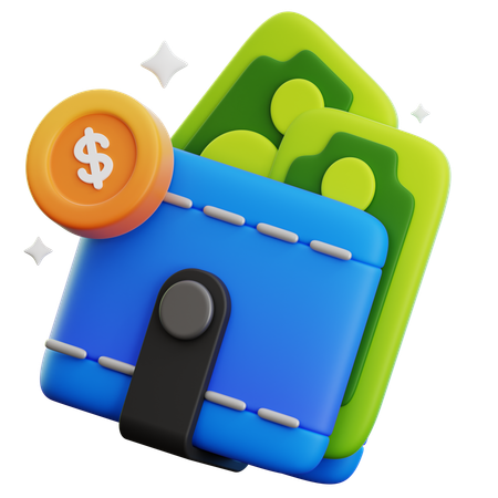 Cash Wallet & Dollar Coin  3D Icon