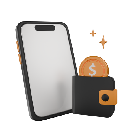 スマートフォンのキャッシュウォレット  3D Icon