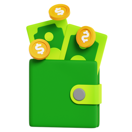 Cash With Wallet  3D Icon