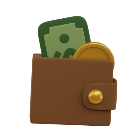 Cash With Wallet  3D Icon