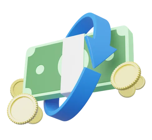 3 D Arrow Circle Bundles Cash Floating On Transparent Mobile Banking And Online Payment Service Saving Money Wealth And Business Bonus Cash Back And Refund Cartoon Style Cashback 3 D Icon Render 3D Icon