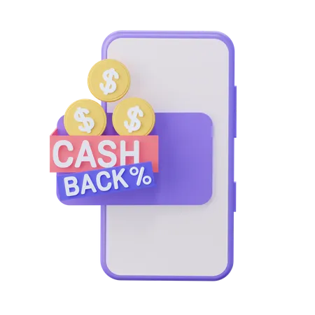 Cashback beim Online-Shopping  3D Illustration