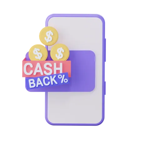 Cashback on online shopping 3D Illustration