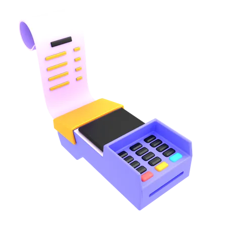 3 D Render Illustration Pos Terminal For Bills Payment 3D Illustration