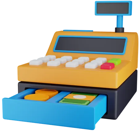 3 D Icon Illustration Cashier Machine With Open Drawer 3D Icon