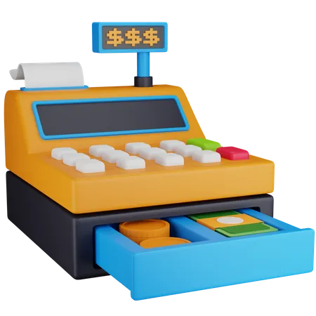 3 D Icon Illustration Cashier Machine With Some Money 3D Icon