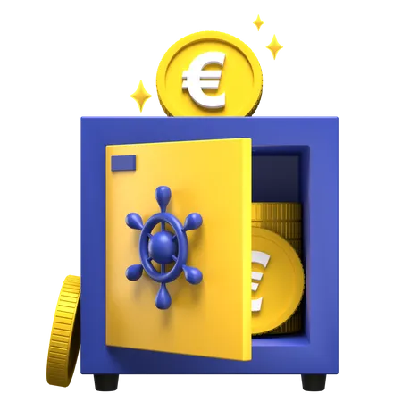 Casier bancaire en euros  3D Illustration