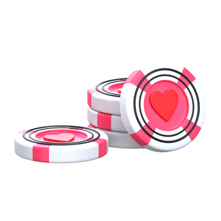 Corazón de fichas de casino  3D Icon