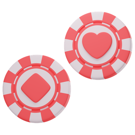 Casino Chip Diamond and Heart  3D Icon