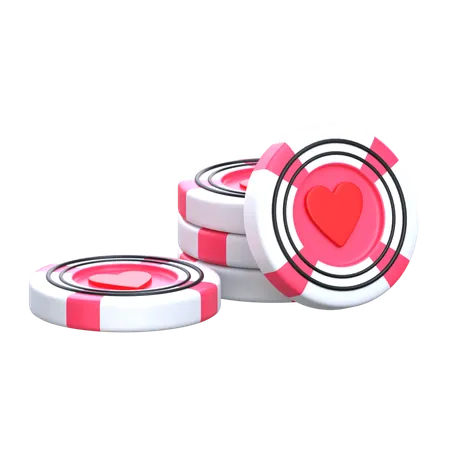 Casino Chip Heart  3D Icon