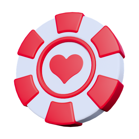 Casino Chip Heart  3D Icon