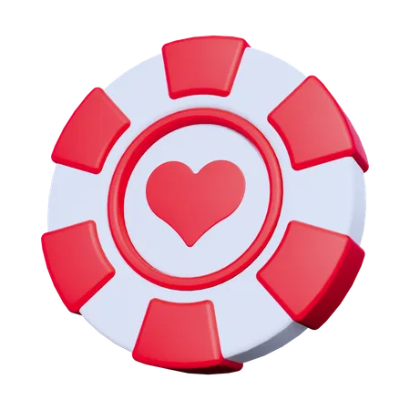 Casino Chip Heart  3D Icon