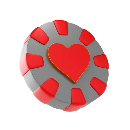 Jeton de casino en forme de coeur  3D Icon