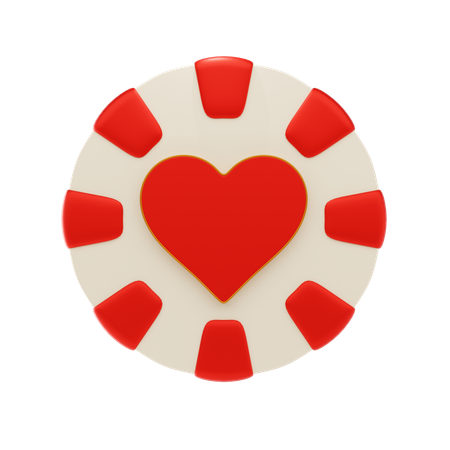 Jeton de casino en forme de coeur  3D Icon