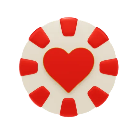 Jeton de casino en forme de coeur  3D Icon