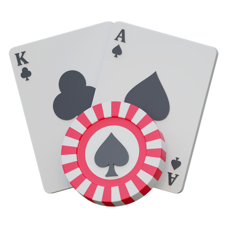 Casinokarte und Chip  3D Icon