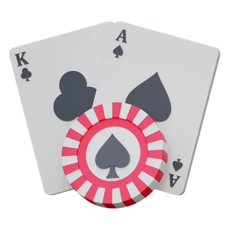 Casinokarte und Chip  3D Icon