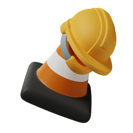 Cône et casque de construction  3D Icon