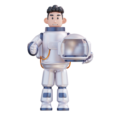 Astronaute tenant un casque  3D Illustration