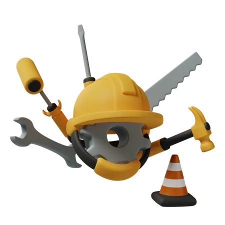 Casque et outils de construction  3D Icon