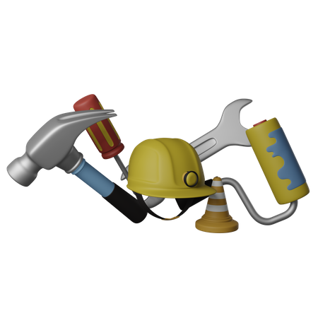 Casque de sécurité et outils  3D Icon