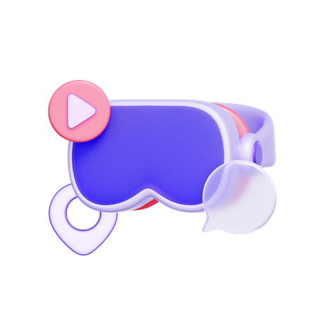 Casque VR avec icônes multimédias  3D Icon