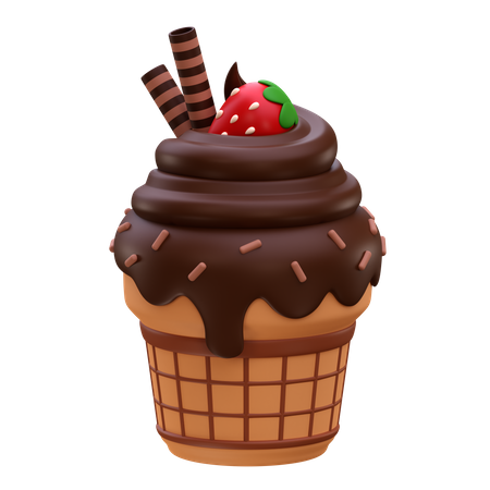 Casquinha de sorvete de chocolate  3D Icon