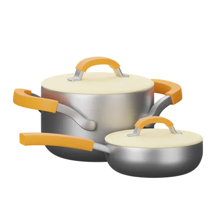 Casserole et poêle  3D Icon