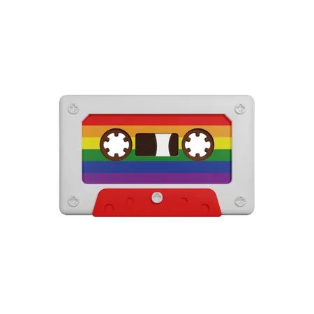 Rainbow Retro Vintage Cassette 3 D Render Icon 3D Icon