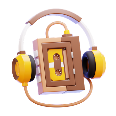 Cassette Player With Headphones  3D Icon