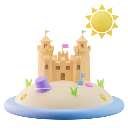 Ilustracao Do Icone 3 D Do Castelo De Areia 3D Icon